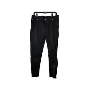 OSOS Sleek Black Denim Jeans with‎ Ankle Zippers Modern Streetwear Pants 36X34